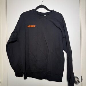 Gildan Dunkin Donuts Men's Black Crewneck Sweatshirt with Orange Logo Large